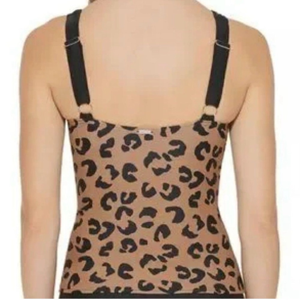 DKNY Brown Leopard Print Tankini Top - Picture 3 of 4